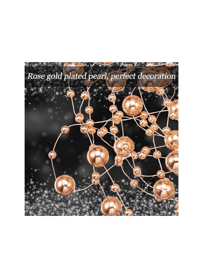 The Bros 24 Pcs Artificial Pearl String for Floating Candle Faux Pearls Beads String Pearl Party Garland Decoration for Vases Filler Wedding Centerpiece Christmas Party Decor (Rose Gold)  - Image 3