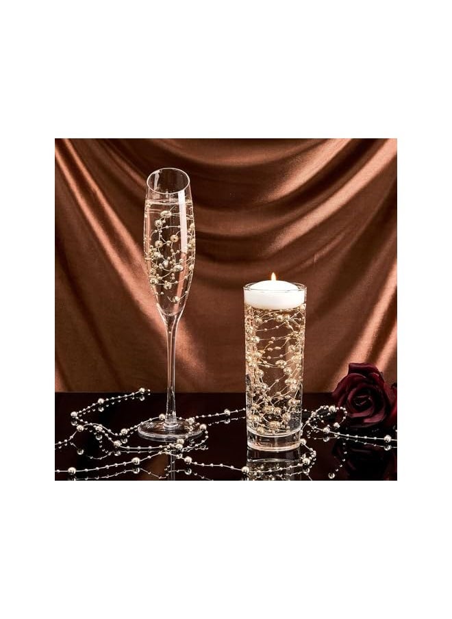 The Bros 24 Pcs Artificial Pearl String for Floating Candle Faux Pearls Beads String Pearl Party Garland Decoration for Vases Filler Wedding Centerpiece Christmas Party Decor (Rose Gold)  - Image 4