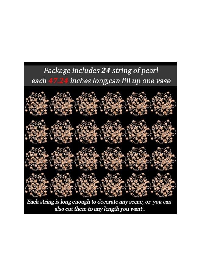 The Bros 24 Pcs Artificial Pearl String for Floating Candle Faux Pearls Beads String Pearl Party Garland Decoration for Vases Filler Wedding Centerpiece Christmas Party Decor (Rose Gold)  - Image 2