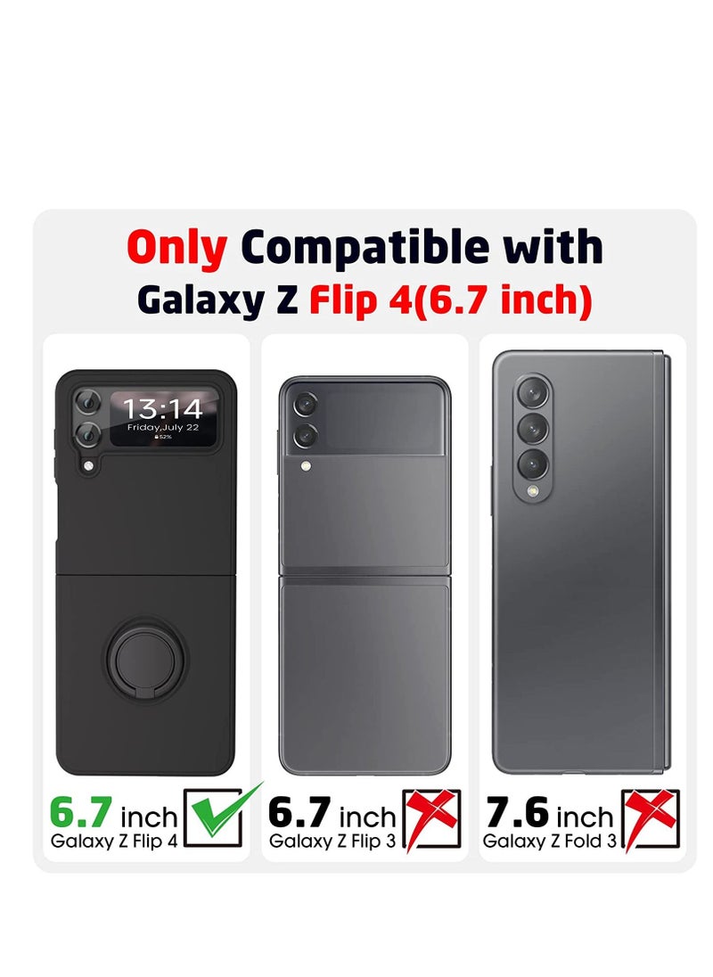 Generic - Design for Samsung Z Flip 4 Case Silicone,Protective Phone Case with Ring Finger Grip,Galaxy Flip 4 case Matte Soft Silicone Cover,Fashion Slim Case for Samsung Galaxy Z Flip 4 Phone Case--Black - Image 1