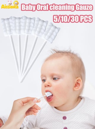 Aissiora 5/10/30 pcs Baby gauze toothbrush, Baby tongue cleaner