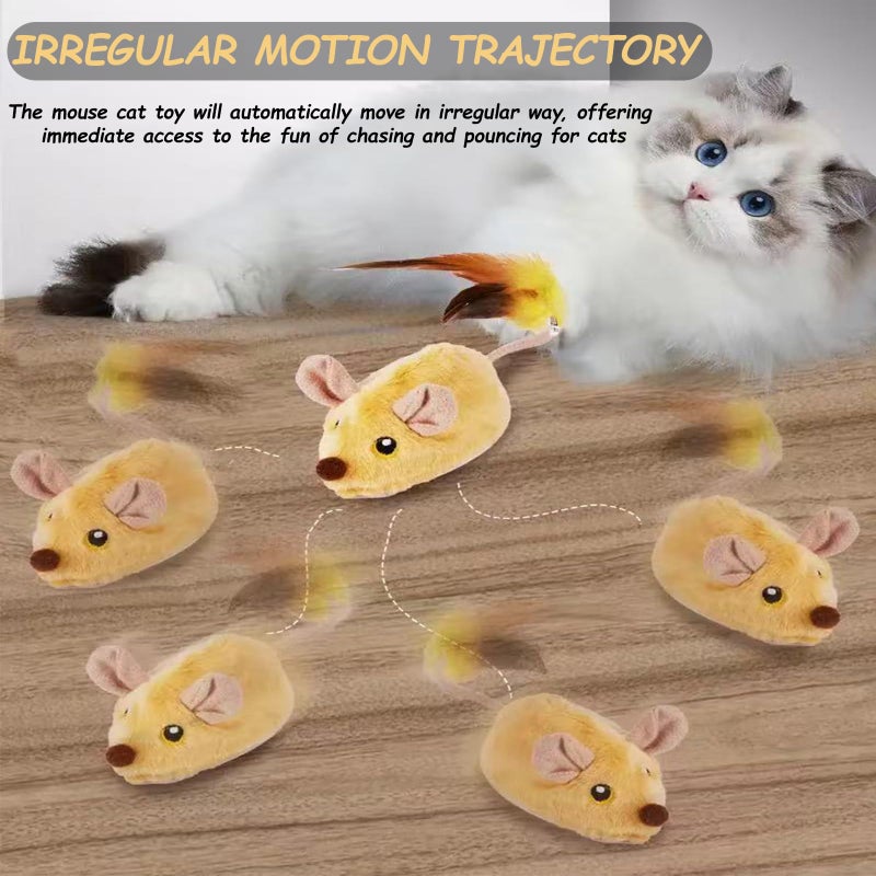 Pixibond Interactive Mouse Cat Toy, Automatic Moving Fake Rat Mouse Cat Toy, Realistic Rechargeable Dog Mouse Toy with Sound & Feather & Bell, Prank Joke Scary Trick Rats for Cats Dogs - Image 4