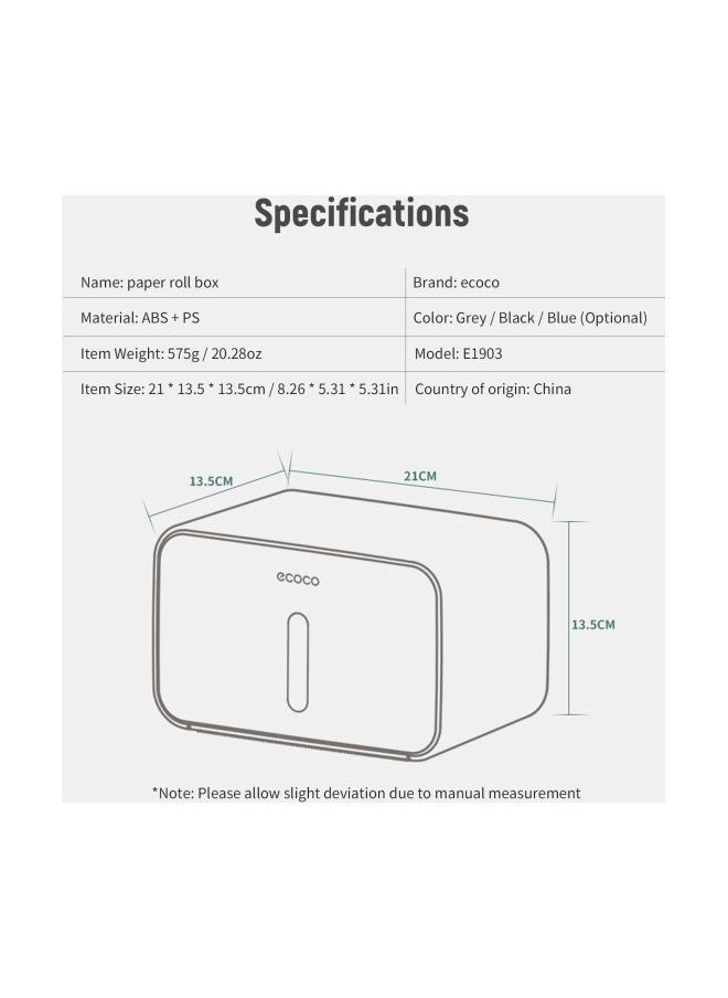 NIBEMINENT - Wall Mounted Paper Roll Box Grey 21.5x14x14centimeter - Image 1