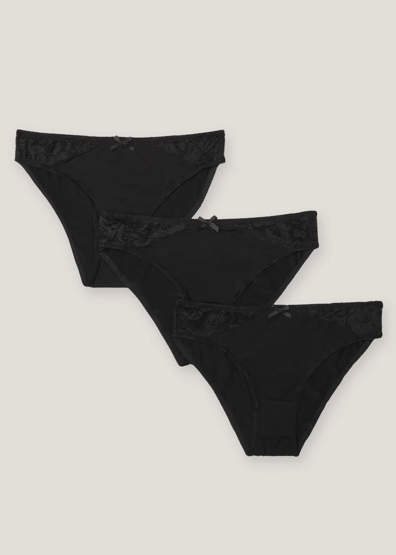 Matalan 3 Pack Micro Lace High Leg Knickers