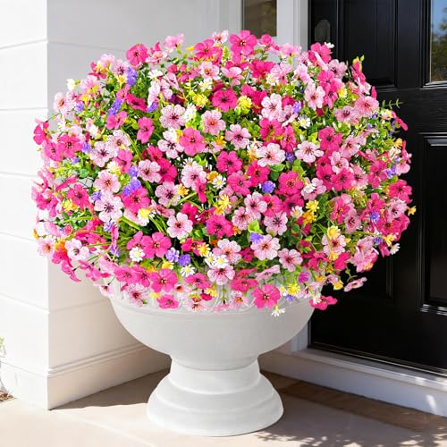 BLEUM CADE 12 Bundles Artificial Flowers for Outdoors UV Resistant Fake Outdoor Flowers Realistic Faux Outdoor Flowers for Decoration Outside Fake Plants for Porch Garden Decor - Image 1