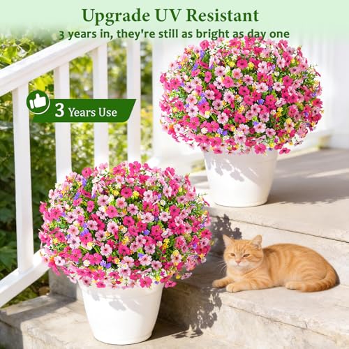 BLEUM CADE 12 Bundles Artificial Flowers for Outdoors UV Resistant Fake Outdoor Flowers Realistic Faux Outdoor Flowers for Decoration Outside Fake Plants for Porch Garden Decor - Image 3