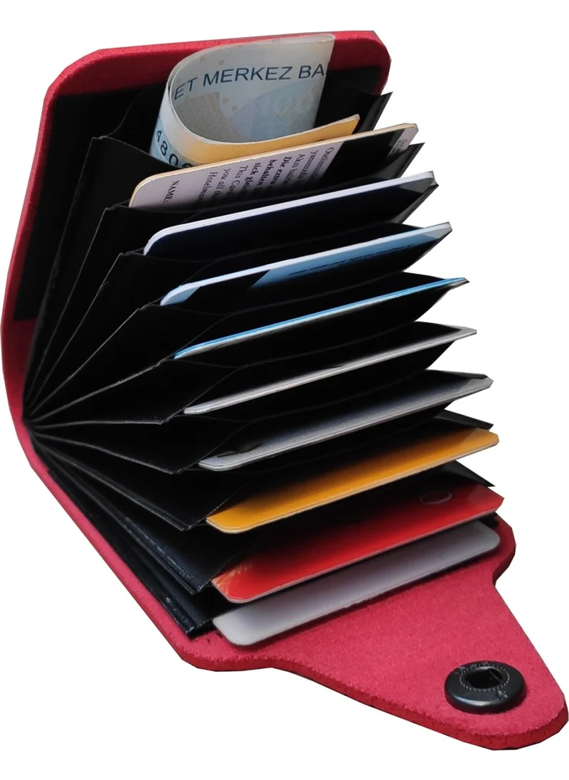 Kemer Dünyası Unisex 10 Compartment New Small Mold Accordion Leather Credit Card Holder Wallet