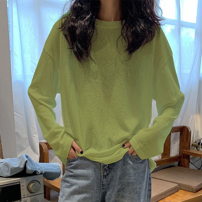 Summer Long-Sleeved T-Shirt For Women 2022 New Sun Protection Clothing For Women Summer Korean Style Loose College Style Ins Thin - Image 3