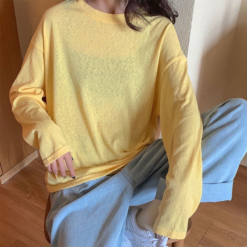 Summer Long-Sleeved T-Shirt For Women 2022 New Sun Protection Clothing For Women Summer Korean Style Loose College Style Ins Thin - Image 5