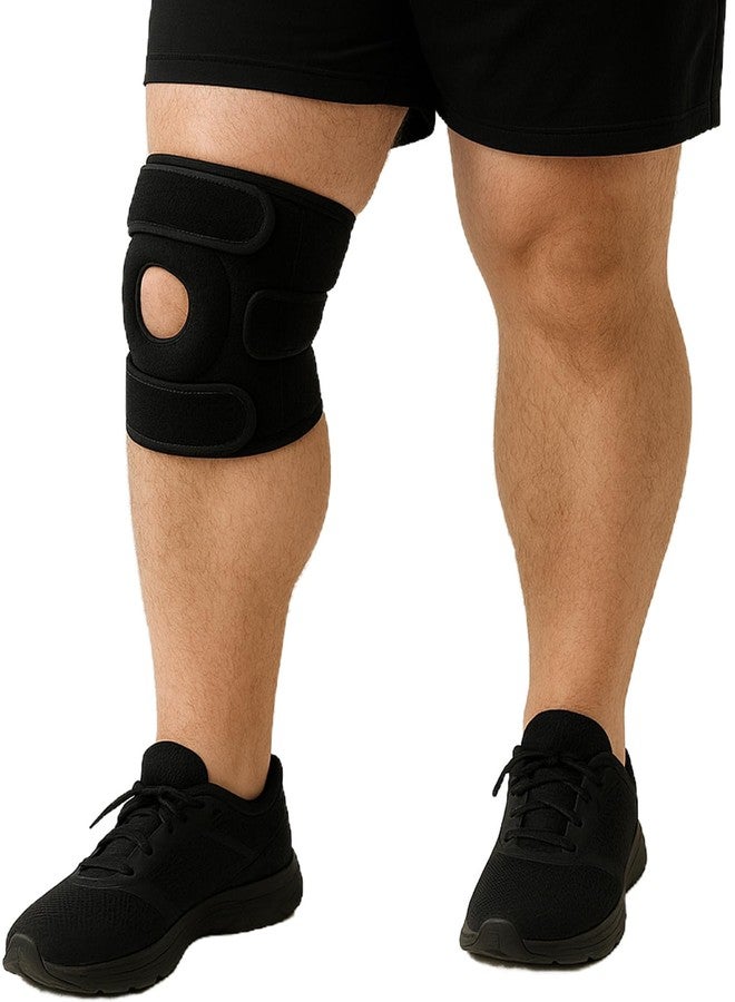 King Mills Plus Size Knee Brace for Women and Men, Adjustable Extra Large Knee Brace for Adult XL XXL, Plus Size Knee Sleeve for Knee Pain, Meniscus Tear and Arthritis. Black & Pink, 2XL - Image 1
