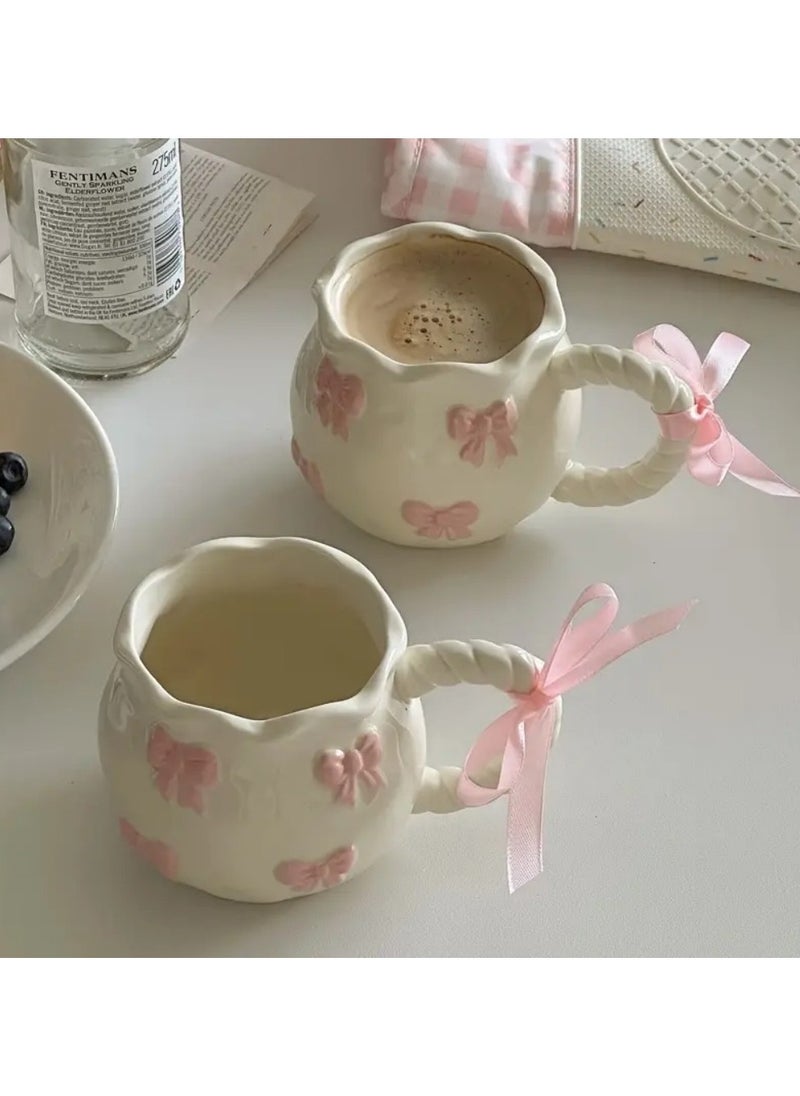 Generic - 1pc Handmade Irregular Bow Ceramic Mug Little Bow - Image 1