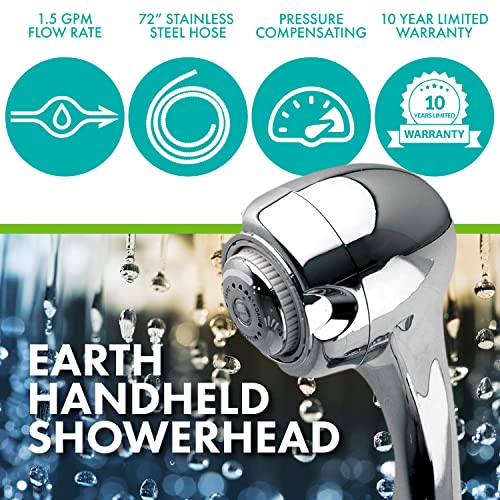 Niagara Conservation N2945CH Earth Spa 3-Spray with 1.5 GPM 2.7-in. Wall Mount Handheld Shower Head in Chrome, 1-Pack | Bathroom Shower Head Sprayer with Pressure Compensation Technology - Image 2