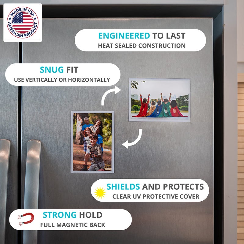 Magtech Magnetic Photo Pocket Picture Frame, White, Holds 4 x 6 Inches Photos, 25 Pack, Made in the USA (14625) - Image 3