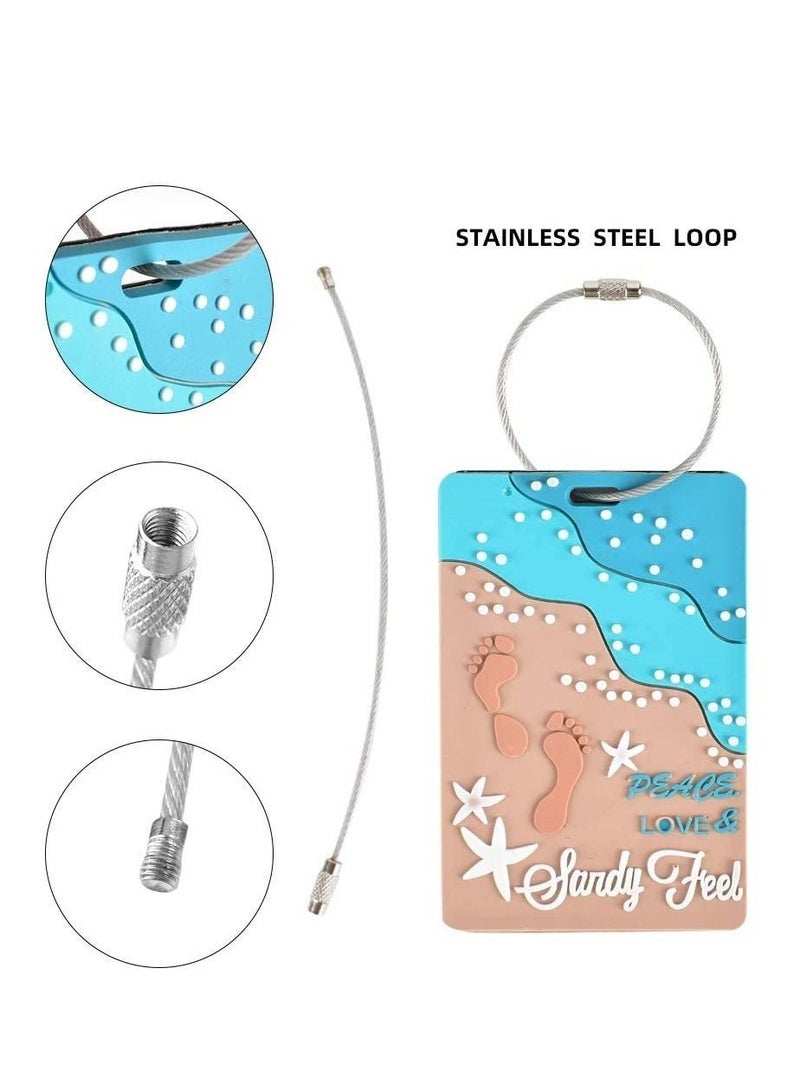 6Pcs Luggage Tag, Waterproof ID Tag Multicolor Aircraft Suitcase Identification Tag with Loop, Cute Summer Beach Vacation Travel Theme, Plastic Luggage for Women, Suitcase for Men - Image 3