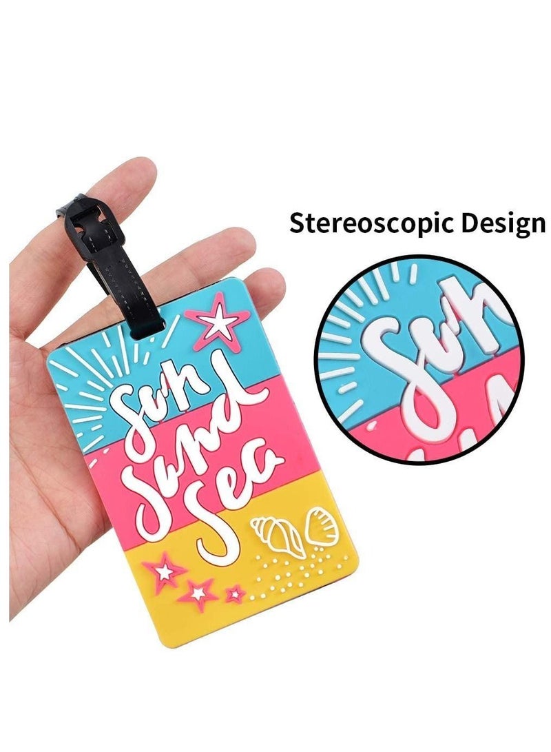 6Pcs Luggage Tag, Waterproof ID Tag Multicolor Aircraft Suitcase Identification Tag with Loop, Cute Summer Beach Vacation Travel Theme, Plastic Luggage for Women, Suitcase for Men - Image 4