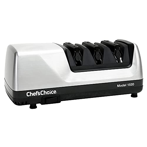 CHEF'S CHOICE ChefsChoice Professional Electric Knife Sharpeners AngleSelect for 15 and 20Degree StraightEdge and Serrated Knives with Diamond Abrasives  Precision Angle Control 2Stage Metallic 