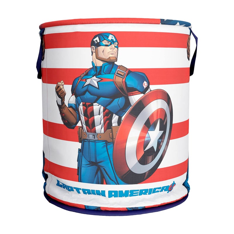 Kuber Industries Marvel Captain America Print Round Laundry BasketPolyester Clothes HamperWaterproof Foldable Round Laundry Bag with Handle45 LtrBlue - Image 2
