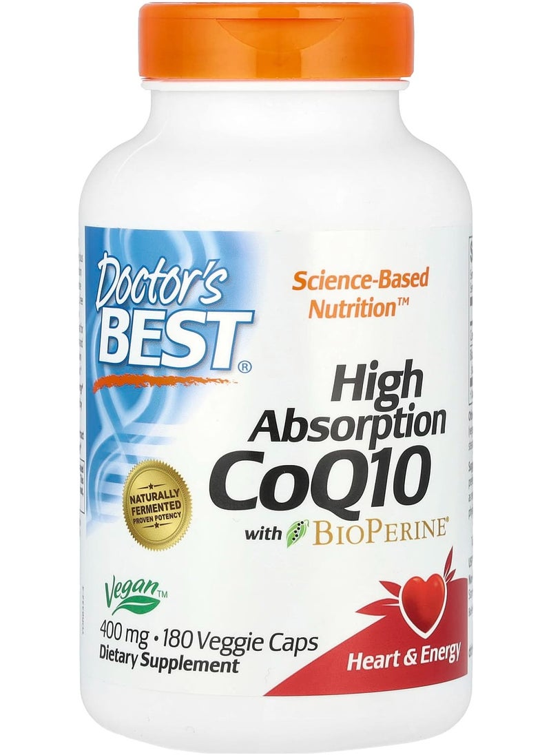 Doctor's BEST High Absorption CoQ10 with BioPerine®, 400 mg, 180 Veggie Caps 