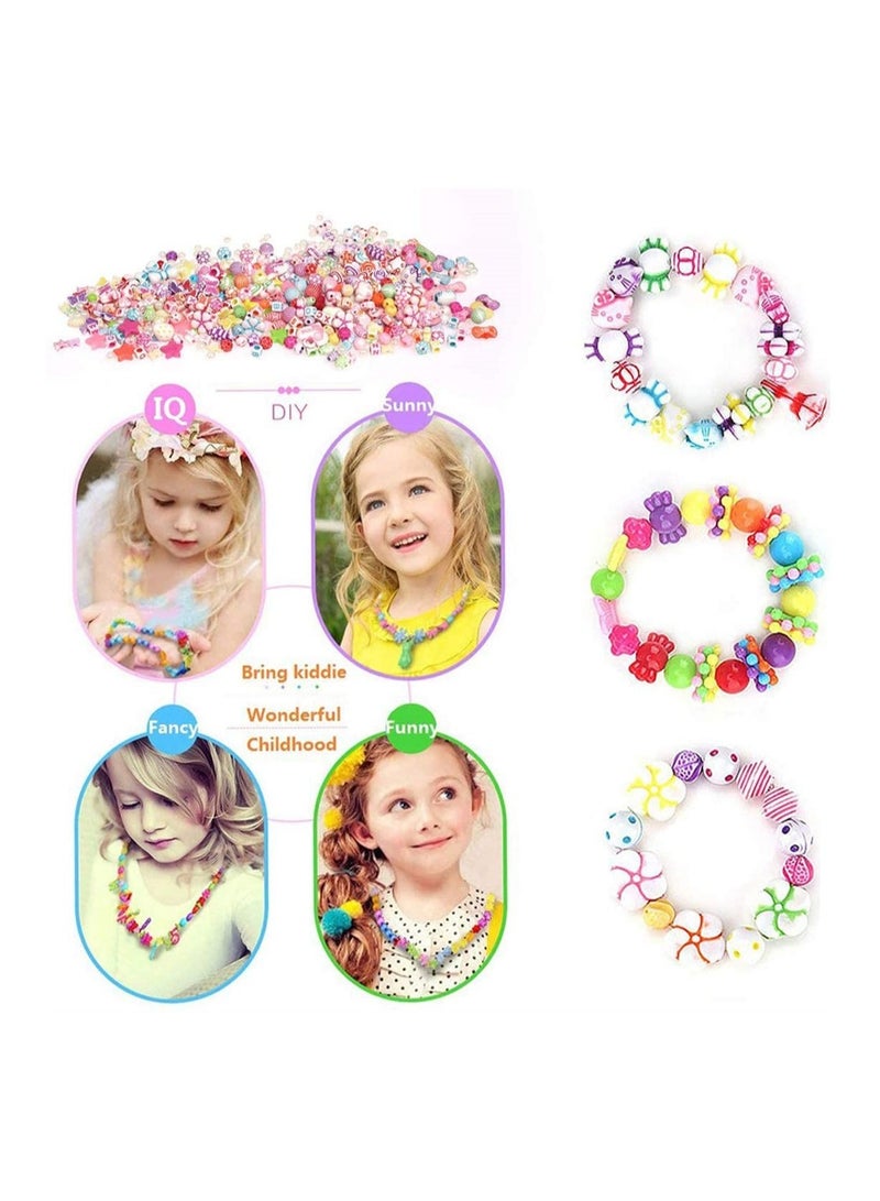 KASTWAVE DIY Bead Set, 550+pcs Children Pop Beads for Making Necklace Bracelet Ring, Art Craft & Jewellery Making Kit for Kids Girls Age 4 5 6 7 8, 24 Types - Image 3