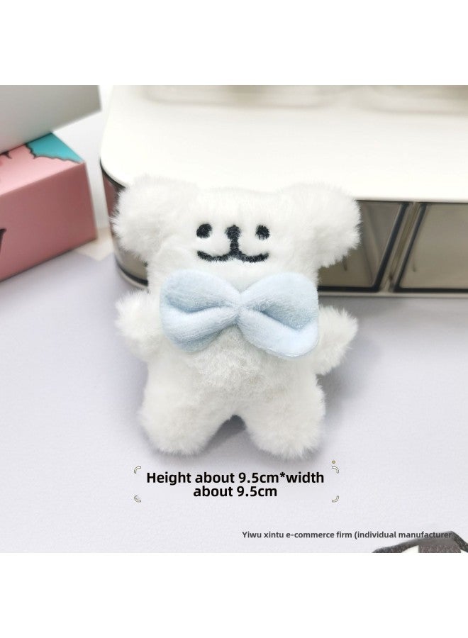 Loquat Cute Line Puppy Pendant Bow Tie Dog Bag Keychain Doll Machine Toy Puppy Hanging Wholesale-Specifications:Blue Bow Full Body Puppy-Color:White Door Buckle (u-shaped Buckle) - Image 1