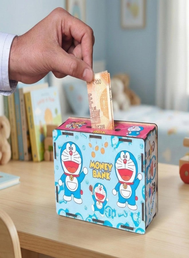 Karni Craft- Doraemon Wooden Money Bank for Kids Savings Challenge ₹5000 Durable MDF Coin Box & Piggy Bank for Boys & Girls Birthday Gift & Room Decor - Image 4