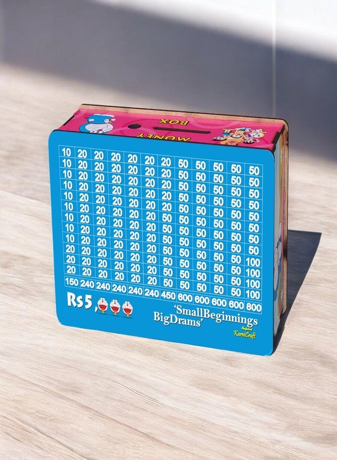 Karni Craft- Doraemon Wooden Money Bank for Kids Savings Challenge ₹5000 Durable MDF Coin Box & Piggy Bank for Boys & Girls Birthday Gift & Room Decor - Image 2
