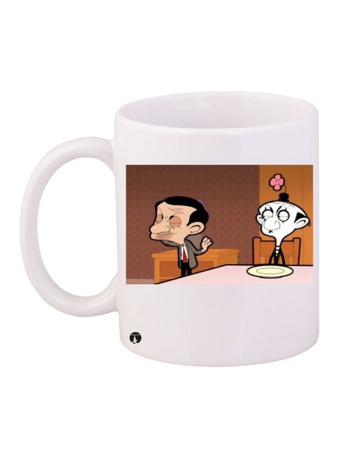 RYN Mr. Bean Printed Coffee Mug White/Brown/Black 11ounce