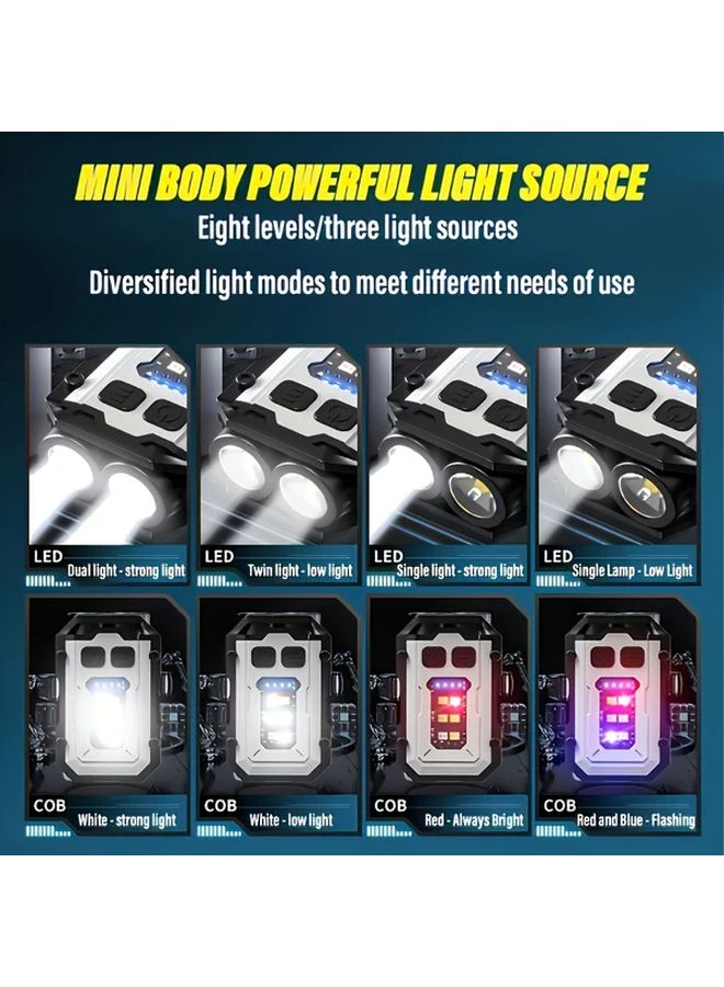 Black Mini Hands Free Flashlight Rechargeable Keychain Light With Magnetic Base - Image 5