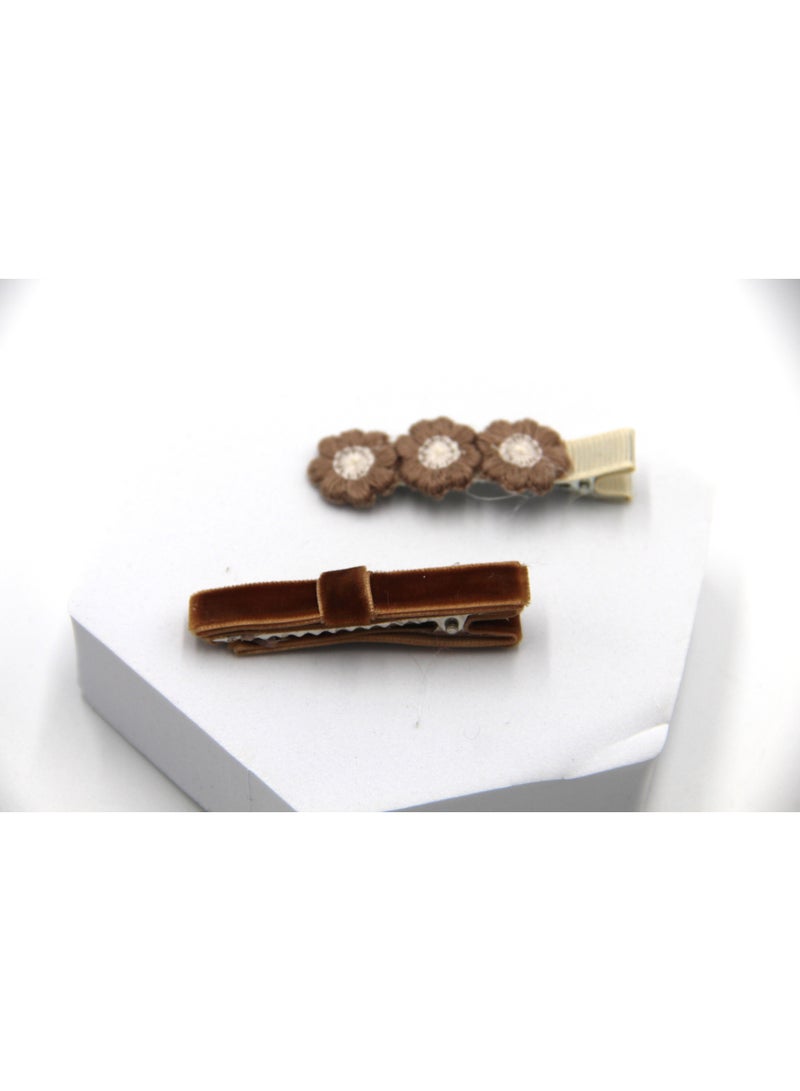 دىدانيالا طقم مشابك شعر فيونكة بشريط مع ربطة شعر للأطفال والبنات - زنجبيلي - Image 2