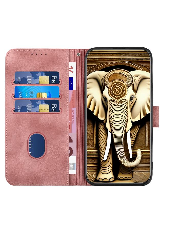 S-TOP Case For iPhone 14 Pro YX0060 Elephant Head Embossed Phone Leather Case with Lanyard - Image 3