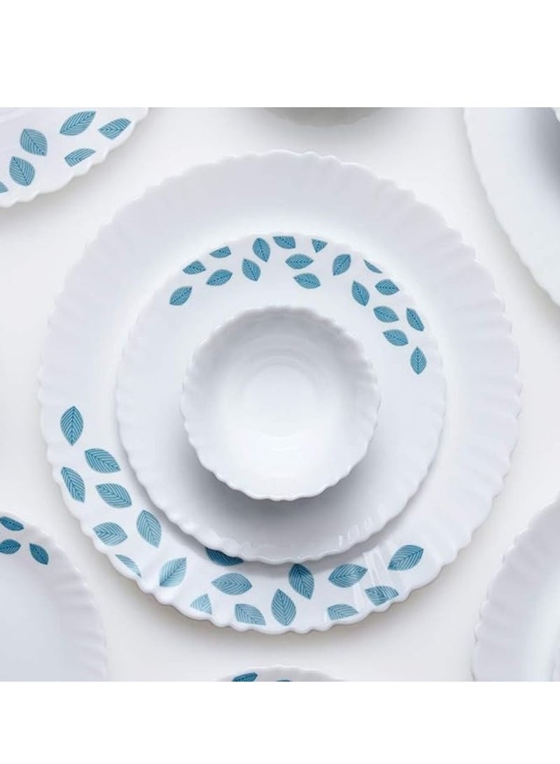 بريتيش شيف طقم أواني عشاء مكون من 10 قطع من أوبال - آمن للاستخدام في الميكروويف وغسالة الأطباق - طقم أواني طعام بأوراق زرقاء مع 4 قطع طبق كامل / أطباق جانبية مكونة من قطعتين / أوعية حساء مكونة من قطعتين / ملاعق - Image 2