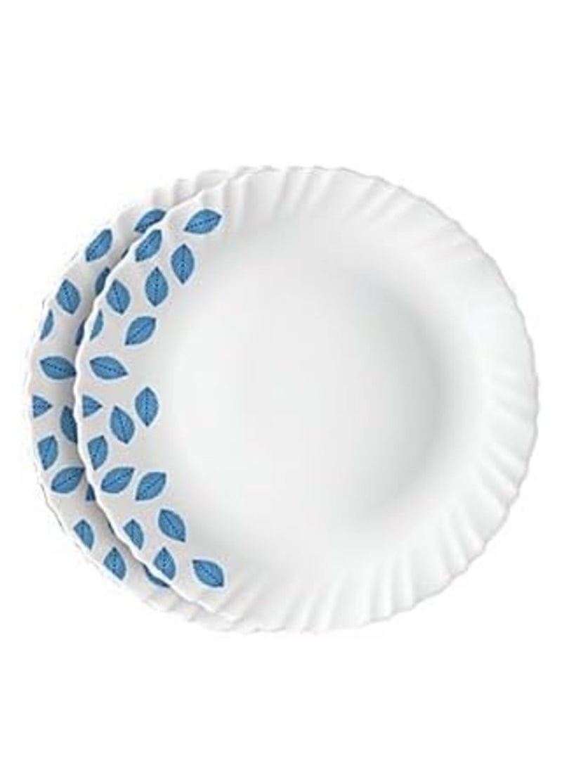 بريتيش شيف طقم أواني عشاء مكون من 10 قطع من أوبال - آمن للاستخدام في الميكروويف وغسالة الأطباق - طقم أواني طعام بأوراق زرقاء مع 4 قطع طبق كامل / أطباق جانبية مكونة من قطعتين / أوعية حساء مكونة من قطعتين / ملاعق - Image 3