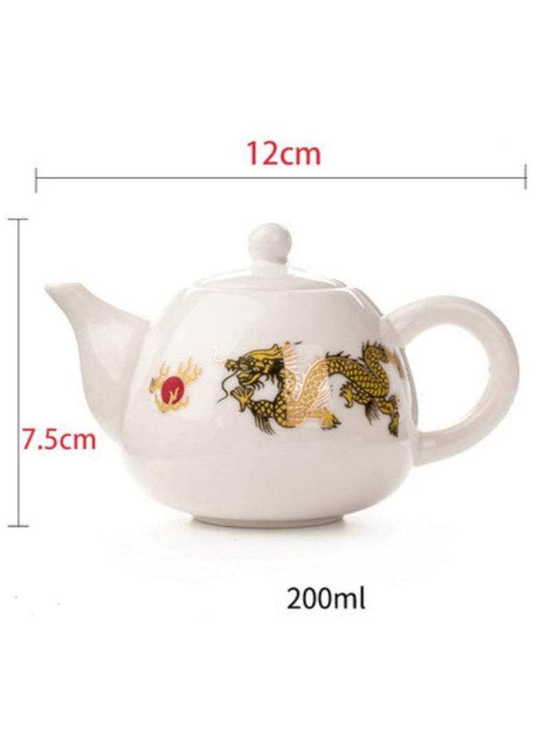 Jingke Pure Hand-made Teapots Kung Fu Teapots Household Teapots Exquisite Ceramic Tea Sets,Golden Dragon White Tea Teapot 200ml - Image 2