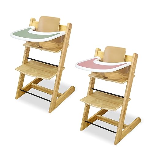 LLHQAMT 2 Pieces High Chair Placemat Silicone Clean and Hygienic Suitable for Tripp Trapp High Chair Tray GreenPink - Image 3