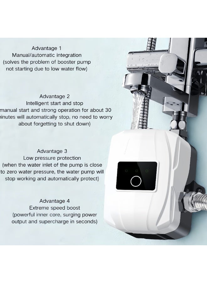 ماكدو مضخة تعزيز أوتوماتيكية آمنة بجهد 24 فولت مع مفتاح تدفق - مضخة تعزيز محمولة للاستخدام المنزلي في الحمام والدش والمطبخ والمرحاض والحديقة - Image 2