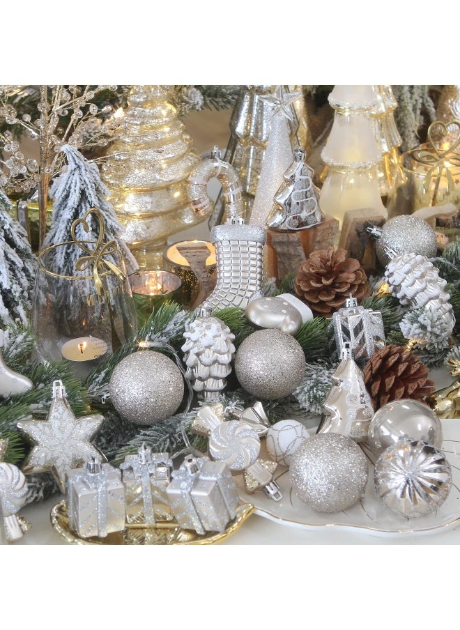 Sea Team 77 Pack Assorted Shatterproof Balls Ornaments Set Decorative Baubles Pendants With Reusable Hand Held Gi Feet Pack Age For Xmas Tree Champagne  - Image 5