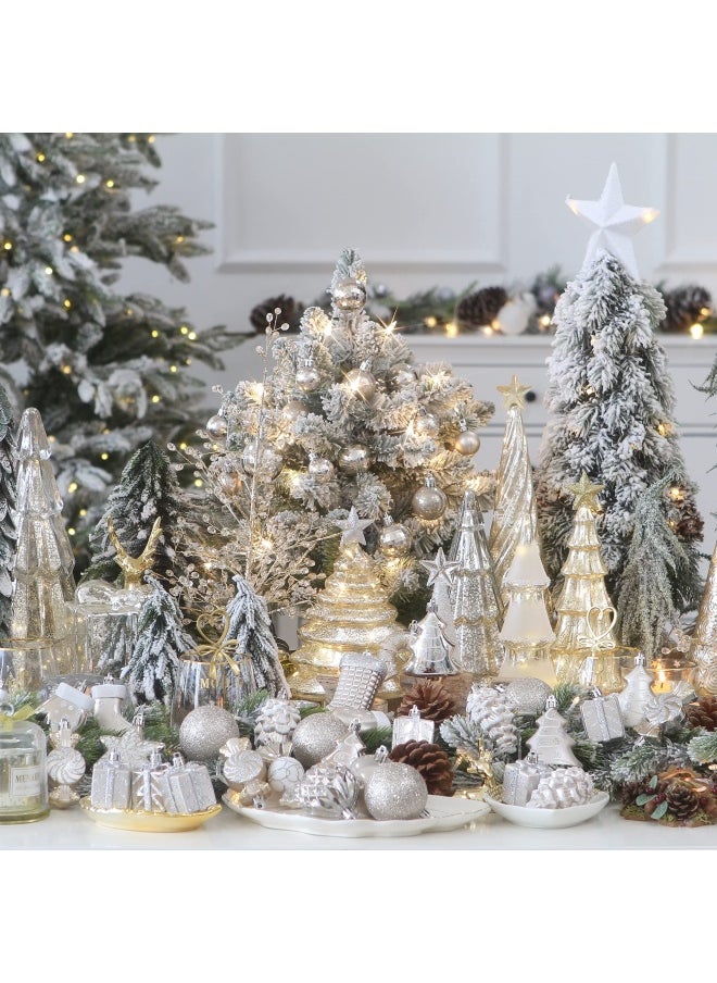 Sea Team 77 Pack Assorted Shatterproof Balls Ornaments Set Decorative Baubles Pendants With Reusable Hand Held Gi Feet Pack Age For Xmas Tree Champagne  - Image 4