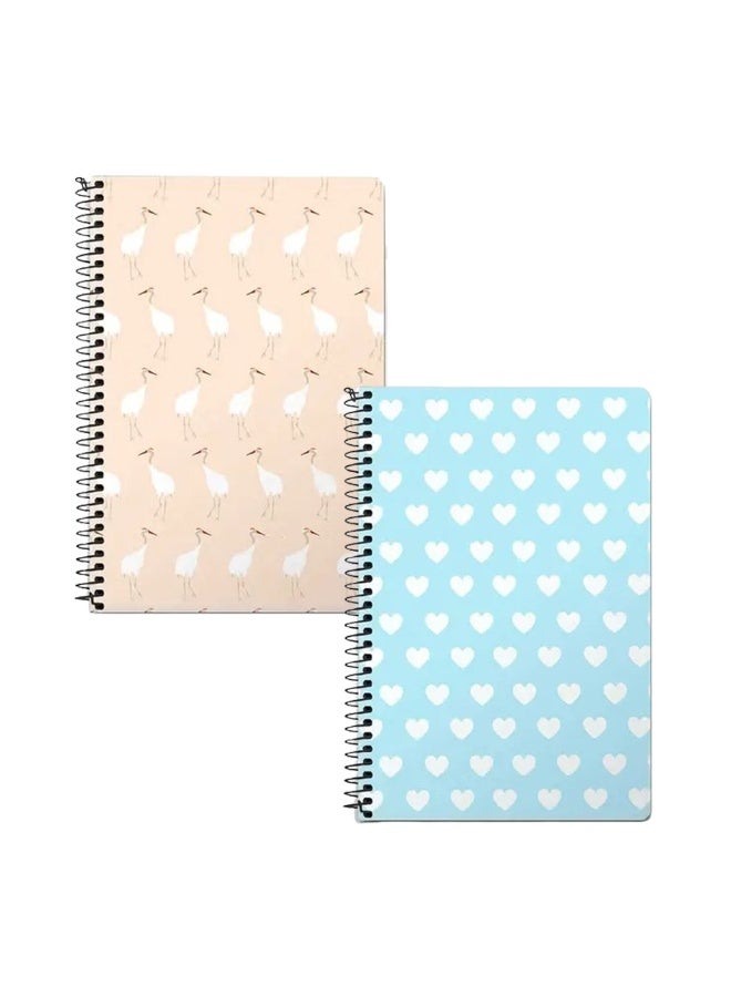 Stylizedd (Pack of 2) A5 Spiral Notebook Memo Notepad Journal - Hearts Blue, Frozen Turkey