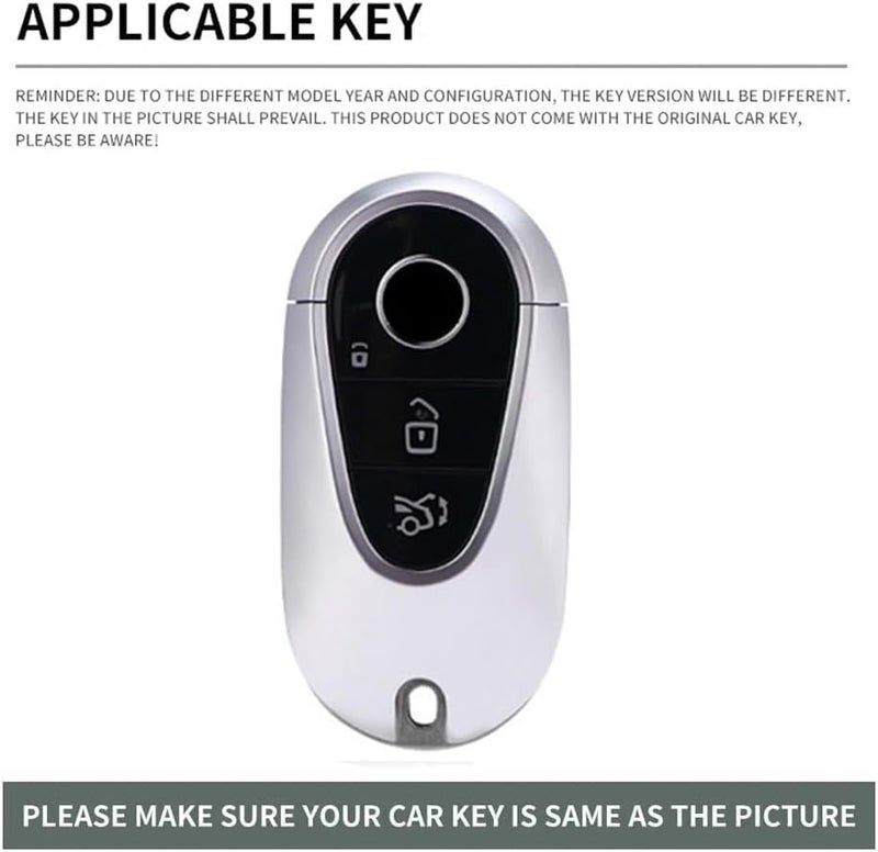 ontto Suede Car Key Fob Cover for Mercedes Benz Models 2020-2024 - Black Leather Key Case with Keyring - Image 2