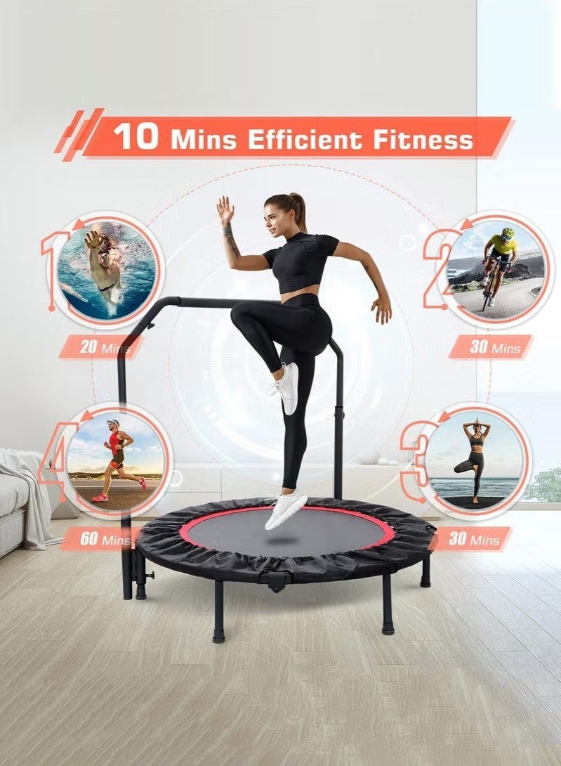 والالا ترامبولين صغير قابل للطي مقاس 40 بوصة، أقصى حمولة 330 رطل، جهاز ارتداد اللياقة البدنية مع مقبض إسفنجي قابل للتعديل، ترامبولين تمارين رياضية للبالغين، تمرينات الحديقة الداخلية - Image 2