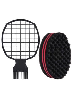 KASTWAVE Afro Twist Hair Comb with Wave Barber Tool Brush Curl Sponge Coils for Natural 2 Pieces  - Image 1