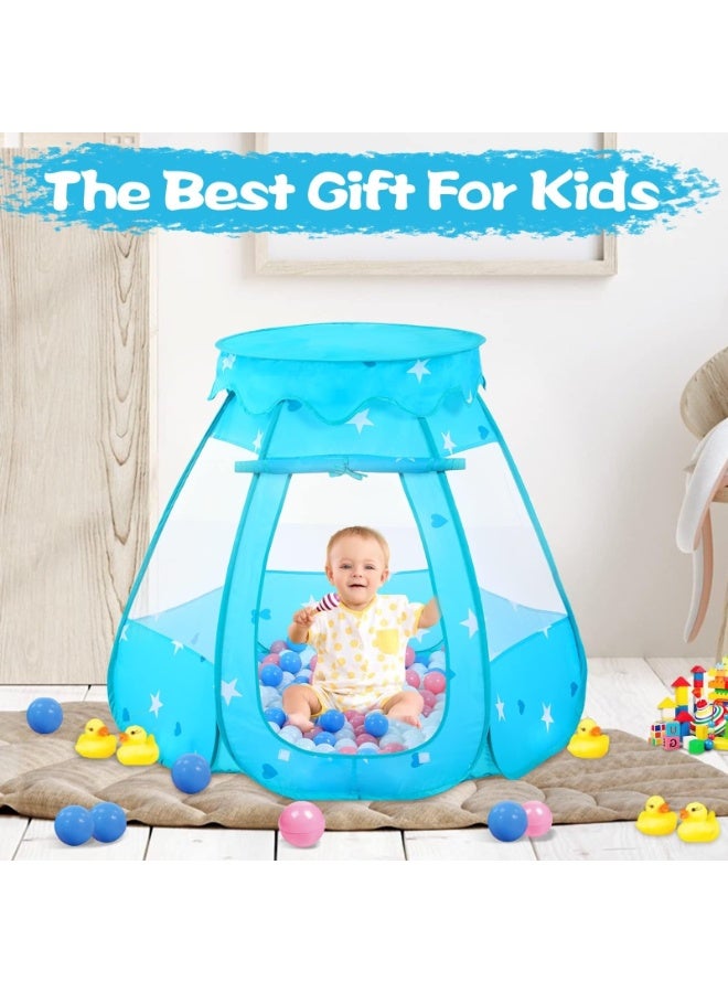 Ball Pit for Toddler with 50 Balls, Kids Pop Up Play Tent for Girls, Princess Toys for Children Indoor & Outdoor Playhouse with Carry Bag (Blue)  - Image 5