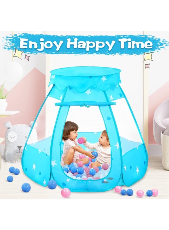 Ball Pit for Toddler with 50 Balls, Kids Pop Up Play Tent for Girls, Princess Toys for Children Indoor & Outdoor Playhouse with Carry Bag (Blue)  - Image 4