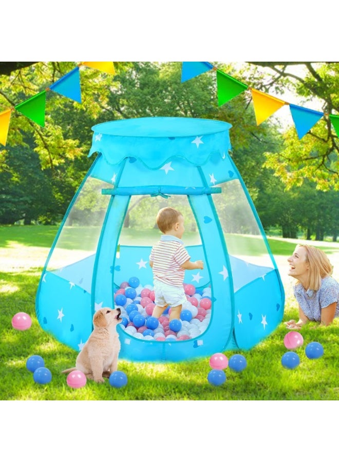 Ball Pit for Toddler with 50 Balls, Kids Pop Up Play Tent for Girls, Princess Toys for Children Indoor & Outdoor Playhouse with Carry Bag (Blue)  - Image 3
