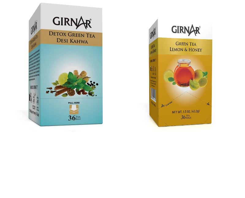 Girnar Combo of Green Tea Detox and Lemon & Honey (36TB) - Image 1