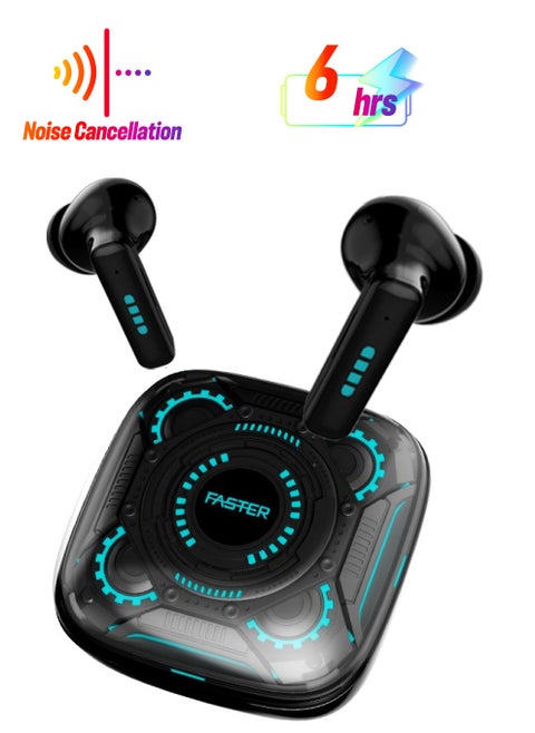 Faster RGBP1 Bluetooth Earbuds Wireless Earphones- Noise Cancelling Earbuds IPX4 Water Resistance- 5.3 Bluetooth Earphones Wireless InEar Headphones- ANC Earbuds Wireless Bluetooth 6 Hours Playtime