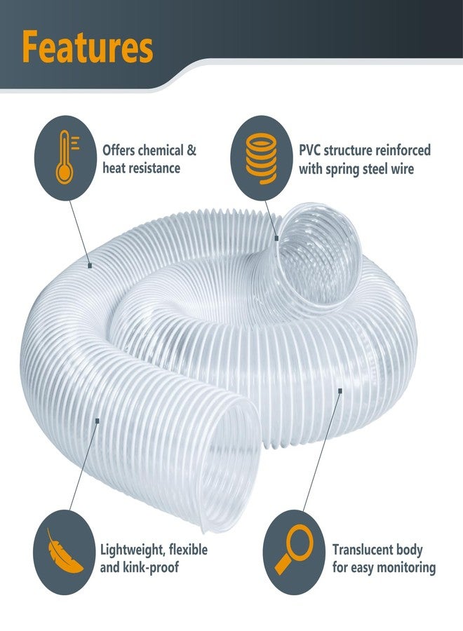 POWERTEC 70494 4" x 5' PVC Dust Collection Hose w/ 2pcs Stainless Steel Key Hose Clamps and 4" Dust Hose Connector Splice Adapter, for Table Saw, Band Saw, Planer, Jointer, Woodworking and Wood Shop - Image 4