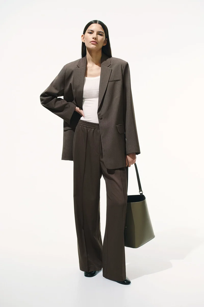 H&M Wide crease-detail trousers