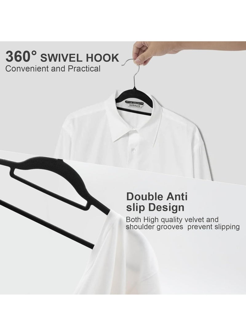 AUTOYSUR 30 Pcs Clothes Hangers, Non-Slip Adult Hangers with Notched Back Brackets, 360 Degree Swivel Hook, Suitable for Jackets, Suits, Dresses, Ties, Scarf Rings (Black)  - Image 3