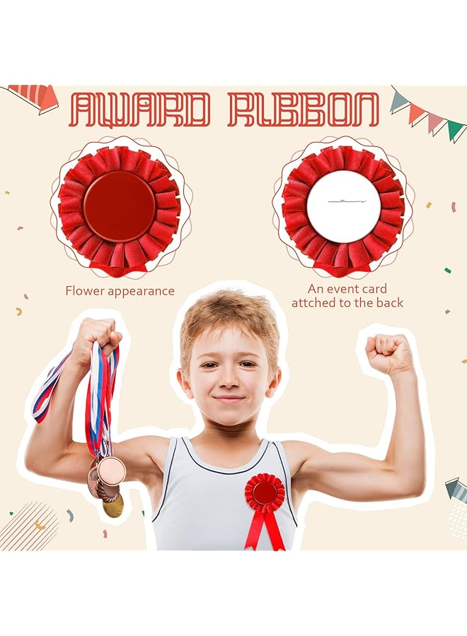 erorex 12 Pieces Blank Award Ribbons 1St Place Rosette Ribbon Prize Deluxe Recognition Ribbons For Competition Sports Event School Contests Red - Image 2